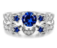 New creative moon ring women Europe and the United States inlaid blue gem engagement ring - Fun Gifts & More