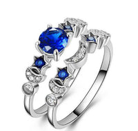 New creative moon ring women Europe and the United States inlaid blue gem engagement ring - Fun Gifts & More