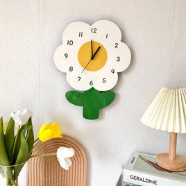 Simple Flower Creative Literary Cartoon Clock - Fun Gifts & More