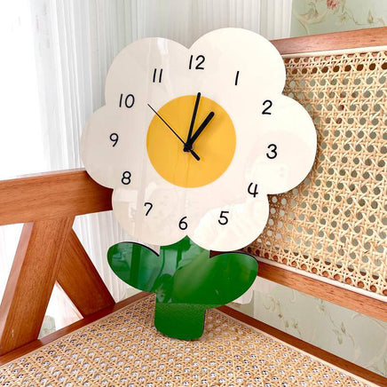 Simple Flower Creative Literary Cartoon Clock - Fun Gifts & More