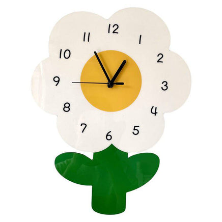 Simple Flower Creative Literary Cartoon Clock - Fun Gifts & More