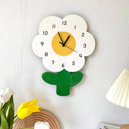 Simple Flower Creative Literary Cartoon Clock - Fun Gifts & More