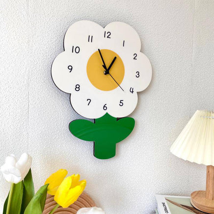 Simple Flower Creative Literary Cartoon Clock - Fun Gifts & More