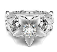 New hot rose flower engagement ring female models zircon ring creative branches ring jewelry - Fun Gifts & More