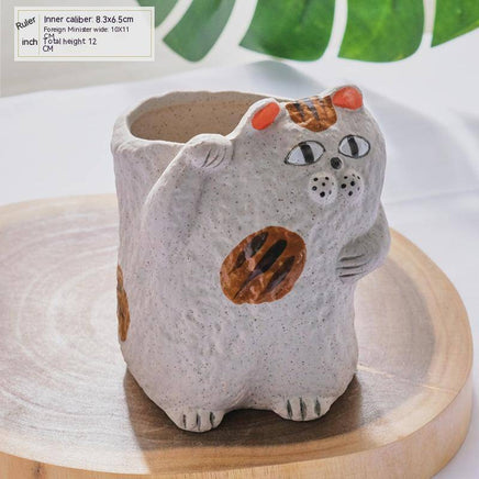 Ceramic Succulent Flower Pot Cartoon Cat - Fun Gifts & More