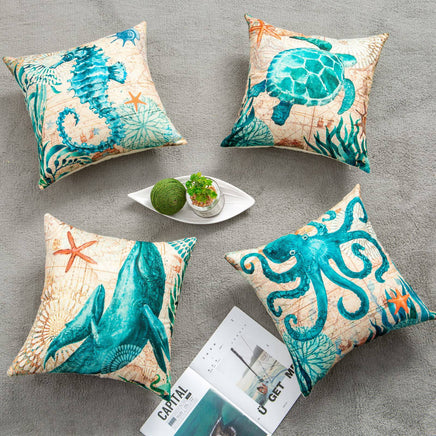 Cushion Covers Sea Turtle Printed Throw Pillow Cases For Home Decor Sofa Chair Seat - Fun Gifts & More