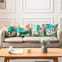 Cushion Covers Sea Turtle Printed Throw Pillow Cases For Home Decor Sofa Chair Seat - Fun Gifts & More