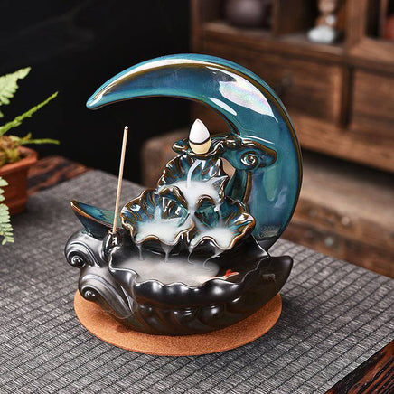 The Moon Backflow Incense Burner Holder Smoke Waterfall Incense Sticks Holder Home Decor - Fun Gifts & More