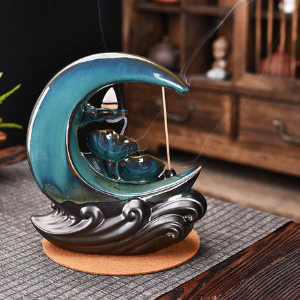 The Moon Backflow Incense Burner Holder Smoke Waterfall Incense Sticks Holder Home Decor - Fun Gifts & More