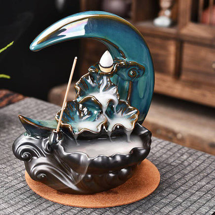 The Moon Backflow Incense Burner Holder Smoke Waterfall Incense Sticks Holder Home Decor - Fun Gifts & More