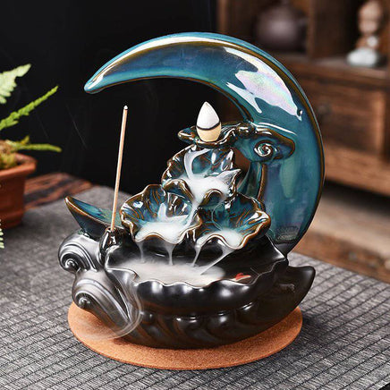 The Moon Backflow Incense Burner Holder Smoke Waterfall Incense Sticks Holder Home Decor - Fun Gifts & More