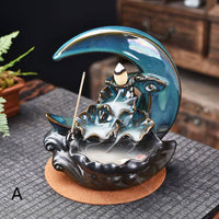 The Moon Backflow Incense Burner Holder Smoke Waterfall Incense Sticks Holder Home Decor - Fun Gifts & More