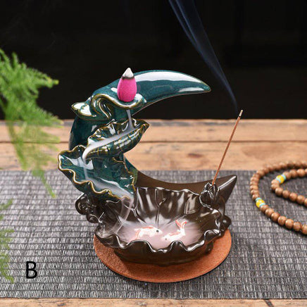 The Moon Backflow Incense Burner Holder Smoke Waterfall Incense Sticks Holder Home Decor - Fun Gifts & More