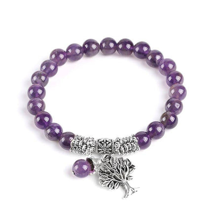 Aura Energy Lavender Tree Of Life Charm Crystal Bracelet - Fun Gifts & More