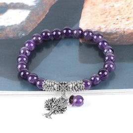 Aura Energy Lavender Tree Of Life Charm Crystal Bracelet - Fun Gifts & More