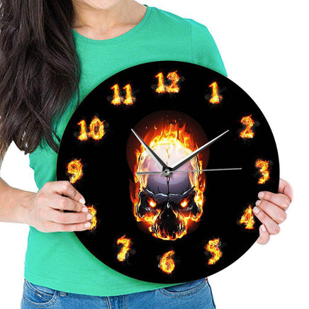 Burning Skull Wall Clock Hell Demon Death Skull Clock - Fun Gifts & More