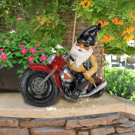 New Garden Riding Motorcycle Gnomish Resin Ornament - Fun Gifts & More