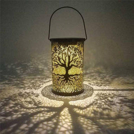 Garden Wrought Iron Cylindrical Solar Lamp - Fun Gifts & More