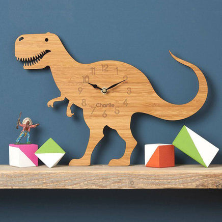 Wooden cartoon dinosaur wall clock - Fun Gifts & More