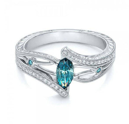 Hot European and American luxury aquamarine topaz engagement ring - Fun Gifts & More