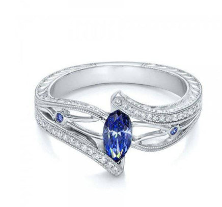 Hot European and American luxury aquamarine topaz engagement ring - Fun Gifts & More