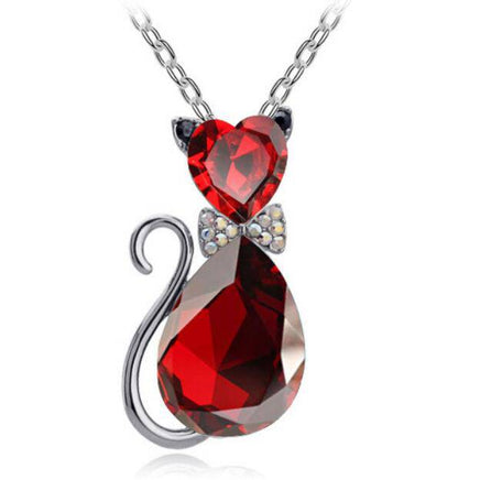 Creative Lady Cute Bow Kitty Crystal Necklace - Fun Gifts & More