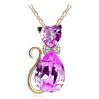 Creative Lady Cute Bow Kitty Crystal Necklace - Fun Gifts & More