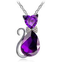 Creative Lady Cute Bow Kitty Crystal Necklace - Fun Gifts & More