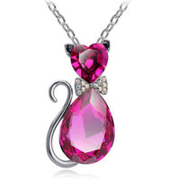 Creative Lady Cute Bow Kitty Crystal Necklace - Fun Gifts & More