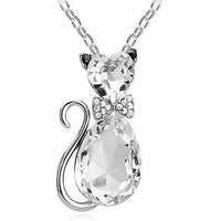 Creative Lady Cute Bow Kitty Crystal Necklace - Fun Gifts & More