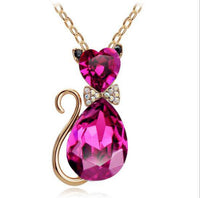 Creative Lady Cute Bow Kitty Crystal Necklace - Fun Gifts & More