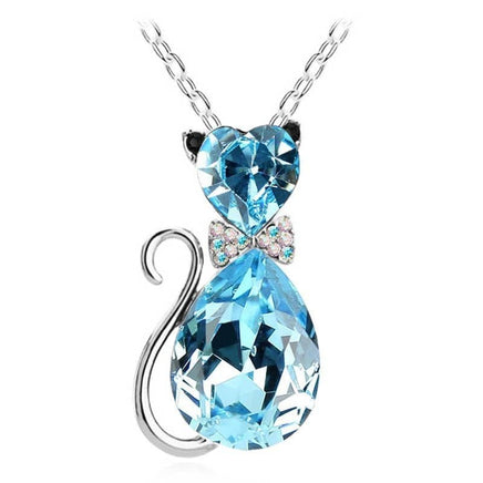 Creative Lady Cute Bow Kitty Crystal Necklace - Fun Gifts & More