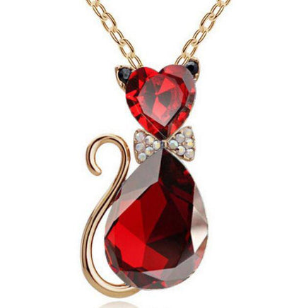 Creative Lady Cute Bow Kitty Crystal Necklace - Fun Gifts & More