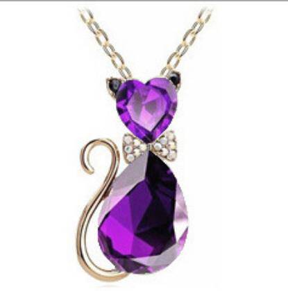 Creative Lady Cute Bow Kitty Crystal Necklace - Fun Gifts & More