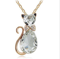 Creative Lady Cute Bow Kitty Crystal Necklace - Fun Gifts & More