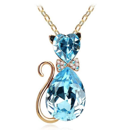 Creative Lady Cute Bow Kitty Crystal Necklace - Fun Gifts & More