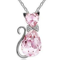 Creative Lady Cute Bow Kitty Crystal Necklace - Fun Gifts & More