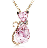 Creative Lady Cute Bow Kitty Crystal Necklace - Fun Gifts & More