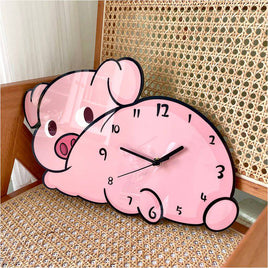 Creative Cartoon Cute Lying Piggy Shape Decorative Wall Clock - Fun Gifts & More