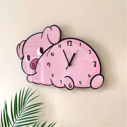 Creative Cartoon Cute Lying Piggy Shape Decorative Wall Clock - Fun Gifts & More