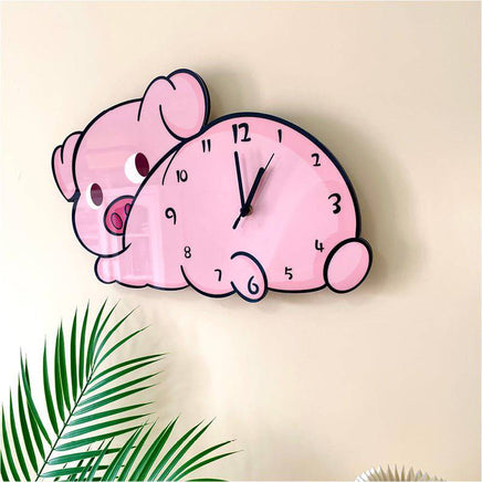 Creative Cartoon Cute Lying Piggy Shape Decorative Wall Clock - Fun Gifts & More