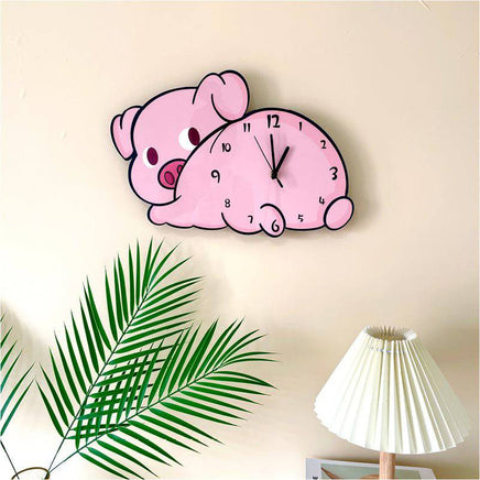 Creative Cartoon Cute Lying Piggy Shape Decorative Wall Clock - Fun Gifts & More