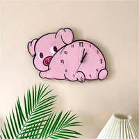 Creative Cartoon Cute Lying Piggy Shape Decorative Wall Clock - Fun Gifts & More