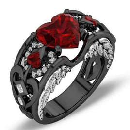 Princess Diamond Ring Heart-shaped Black Ring Creative Design - Fun Gifts & More