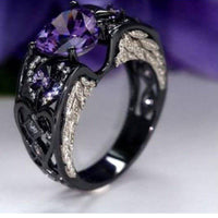 Princess Diamond Ring Heart-shaped Black Ring Creative Design - Fun Gifts & More