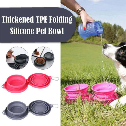 Rubber Foldable Double Bowl Pet Feeding Bowl Pets Supplies Dog Cat Bowls - Fun Gifts & More