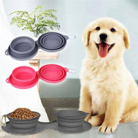 Rubber Foldable Double Bowl Pet Feeding Bowl Pets Supplies Dog Cat Bowls - Fun Gifts & More