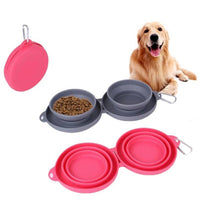 Rubber Foldable Double Bowl Pet Feeding Bowl Pets Supplies Dog Cat Bowls - Fun Gifts & More