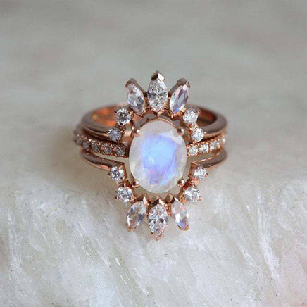 Hot Sale Inlaid Zircon Ring Cross-border E-commerce Fashion Female Ring Set - Fun Gifts & More