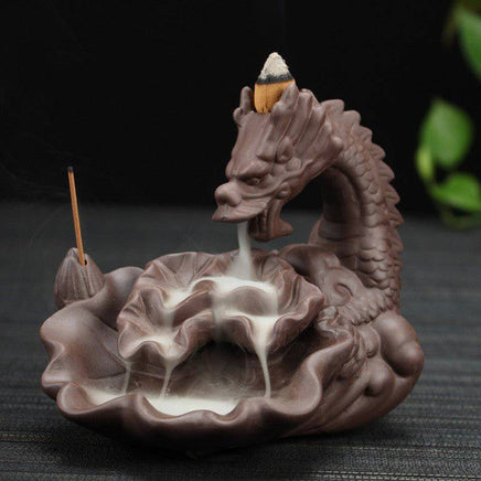 Purple Sand Dragon Backflow Smoke Incense Burner Tower Incense Sandalwood Incense Burner Aromatherapy Burner Home Office Decoration - Fun Gifts & More